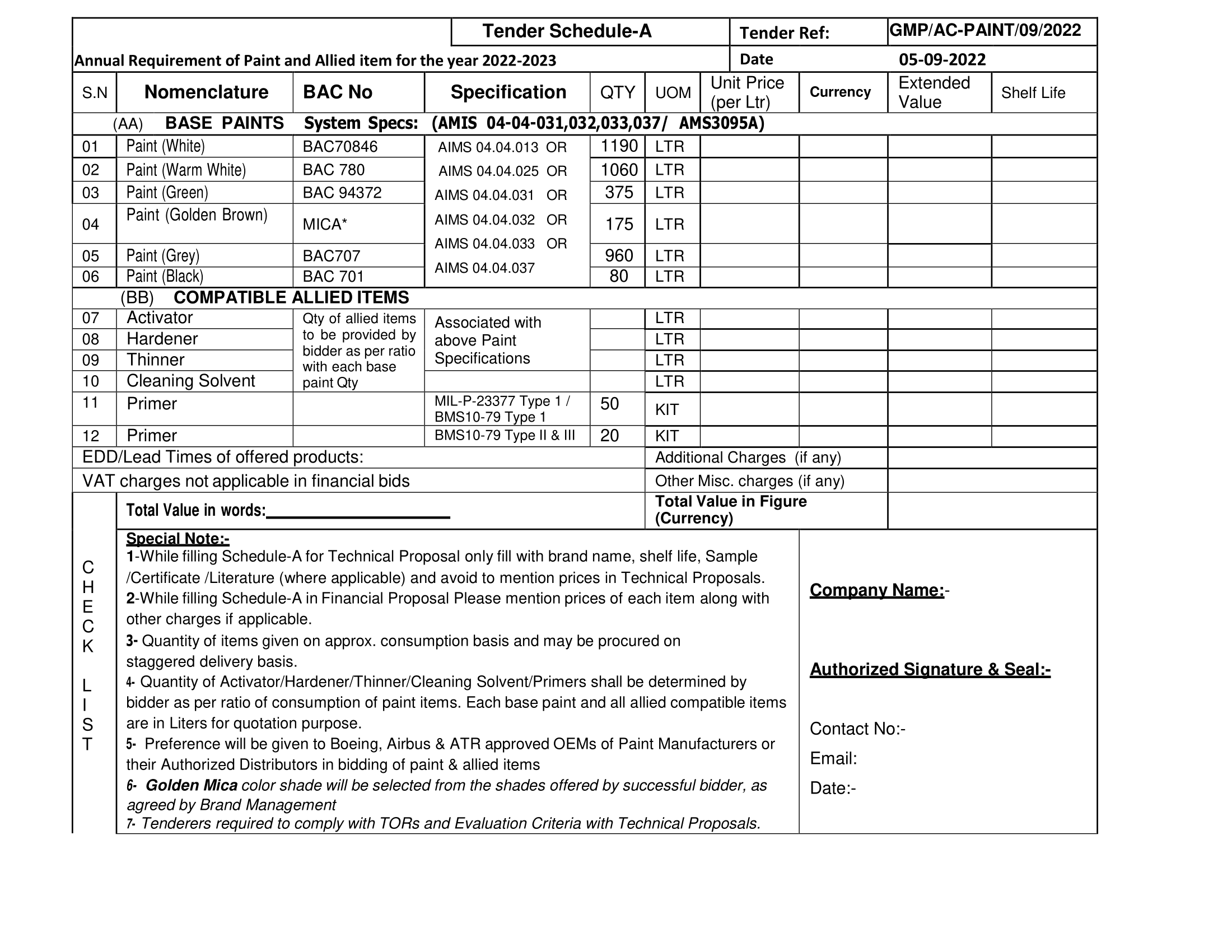 PIA Tenders Informative notification